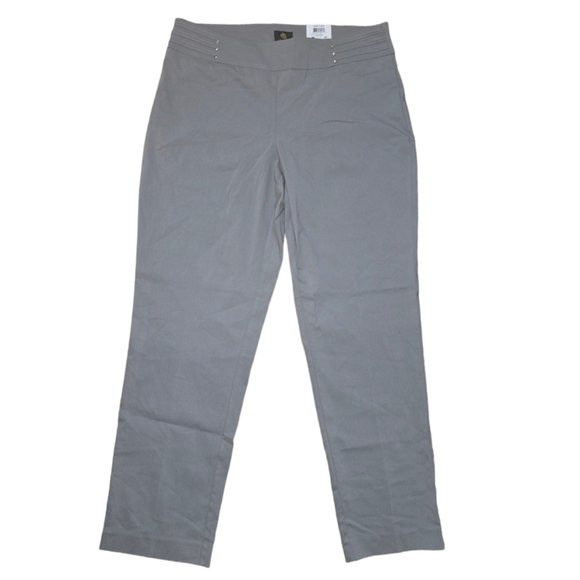 J.M. Collection Pull On Studded-Rivet Ankle Pants 14W Tummy Control Slacks Gray - Picture 2 of 7